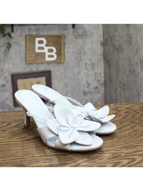 A New Day Domenica Flower Multi Strap Slip On Stiletto Heels Light Blue 8.5M